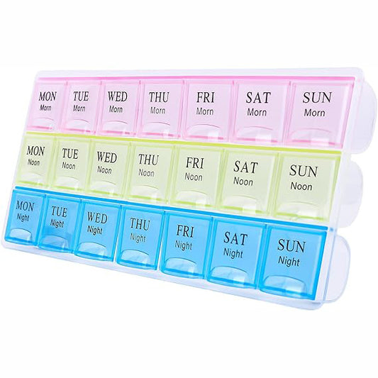 Weekly Pill Organiser with 3 Daily Compartments