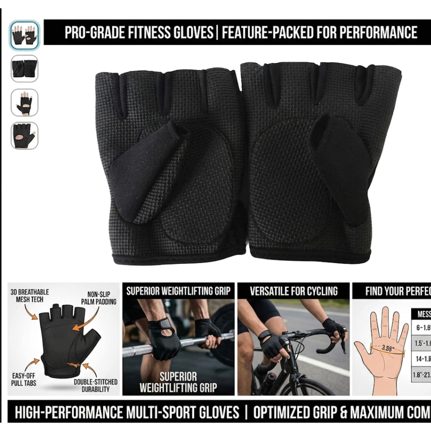 Gym Gloves Weightlifting, Powerlifting, and Cross-training Sessions