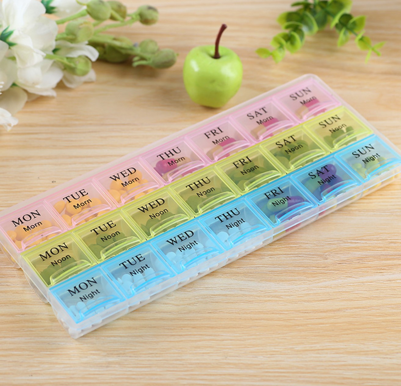 Weekly Pill Organiser with 3 Daily Compartments