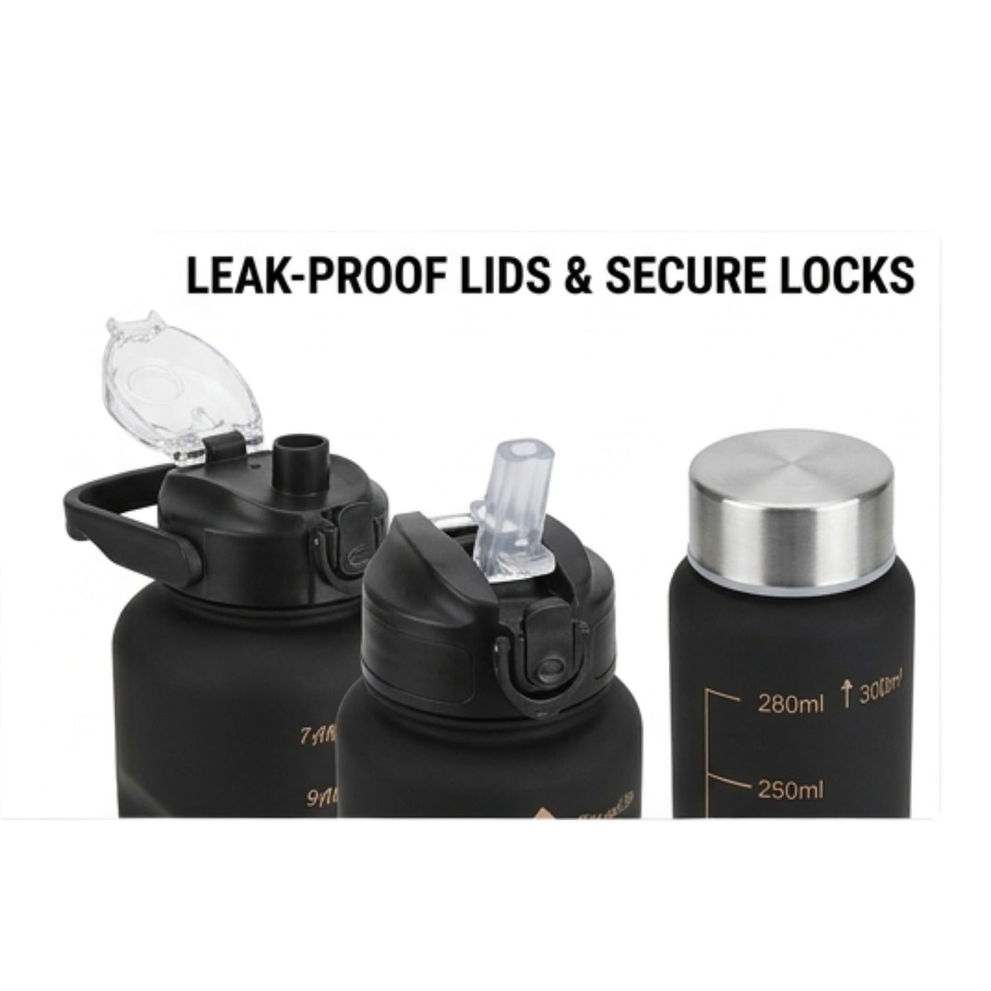3-in-1 Gym Bottle System 2L, 1L, and 30ml