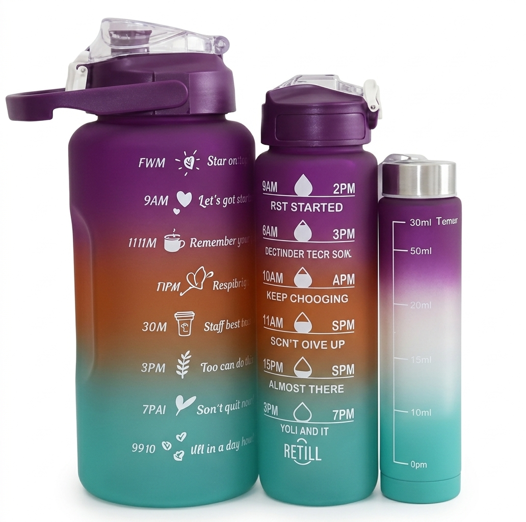 3-in-1 Gym Bottle System 2L, 1L, and 30ml