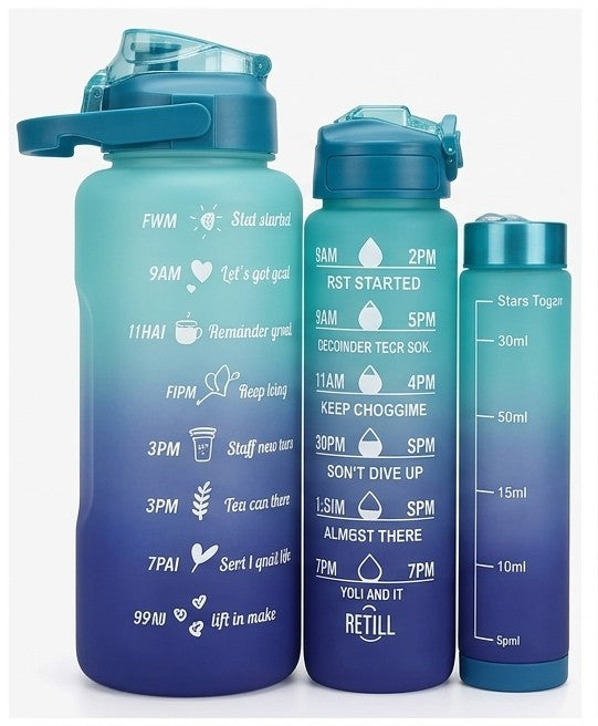 3-in-1 Gym Bottle System 2L, 1L, and 30ml